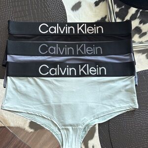 Calvin Klein Black, Gray, and Light Green Underwear Trio
